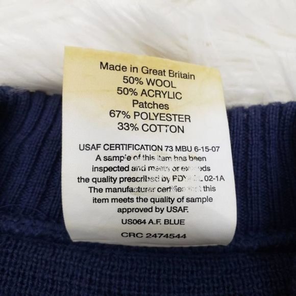 US Military Equipment Mehlin Estey Made in Britain 44R VNeck Sweater Elbow Patch - Picture 4 of 10